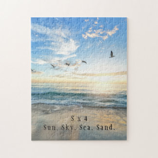 Sol, Himlar. Havet. Sand. Beach Scene Pussel