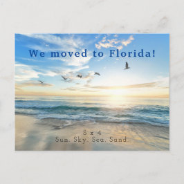 Sol. Himmel. Hav. Sand. Strand scen Meddelande Vykort