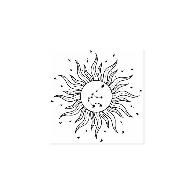 Sol Horoskop Vattumannen Tecken Stämpel (Tryck)