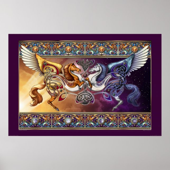 Sol Horse, Måne Horse Poster (30 x 20 tum) (Framsidan)