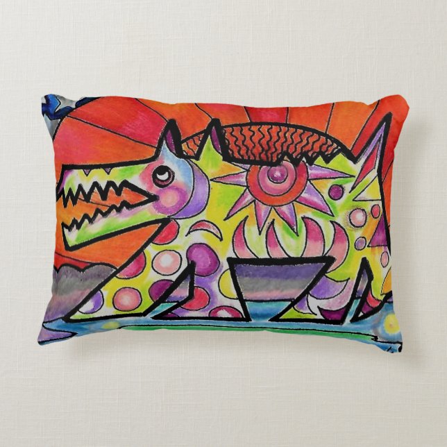 Sol-Hund-dekorplatta 12 x 16 tum Prydnadskudde (Baksidan)