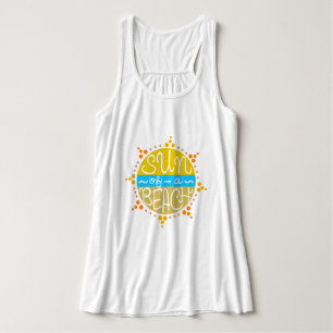 Sol i en Beach Funny Cute Pun Summer Seaside Linne Med Racerback