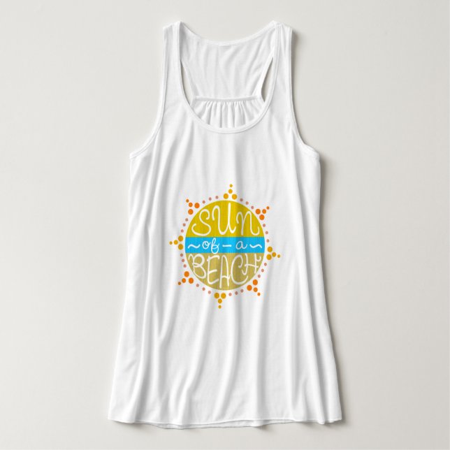 Sol i en Beach Funny Cute Pun Summer Seaside Linne Med Racerback (Design framsida)