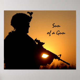 Sol i en Gun Funny Militär Pun Poster
