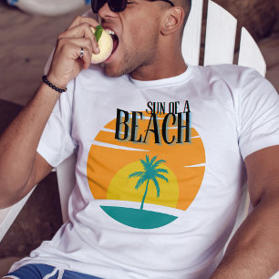 sol i en strand, en lustig vintage Sommarroligt T Shirt