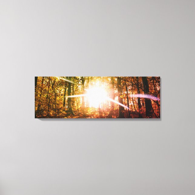 Sol i höstskogen canvastryck (Framsida)