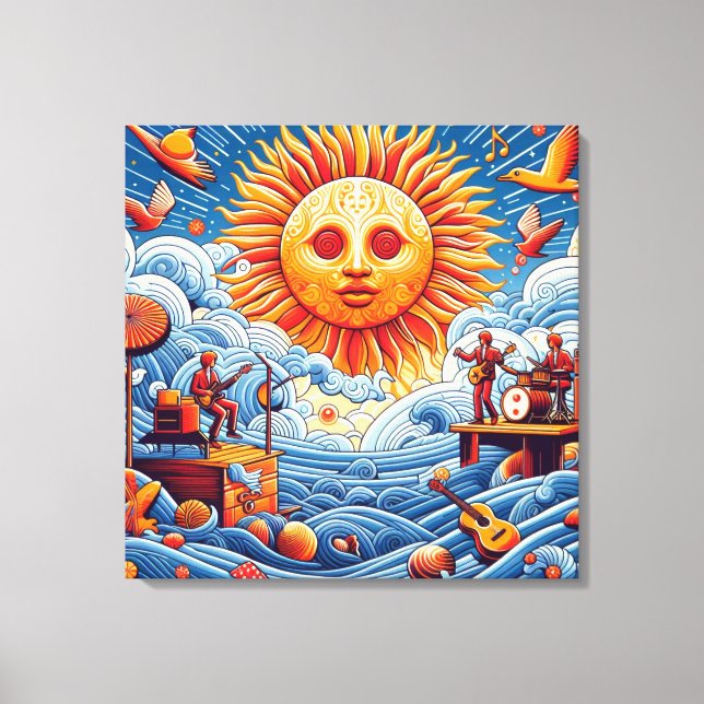 Sol-Kisse Oceanen Sylt: Vibrant Music Festival Art Canvastryck (Framsida)