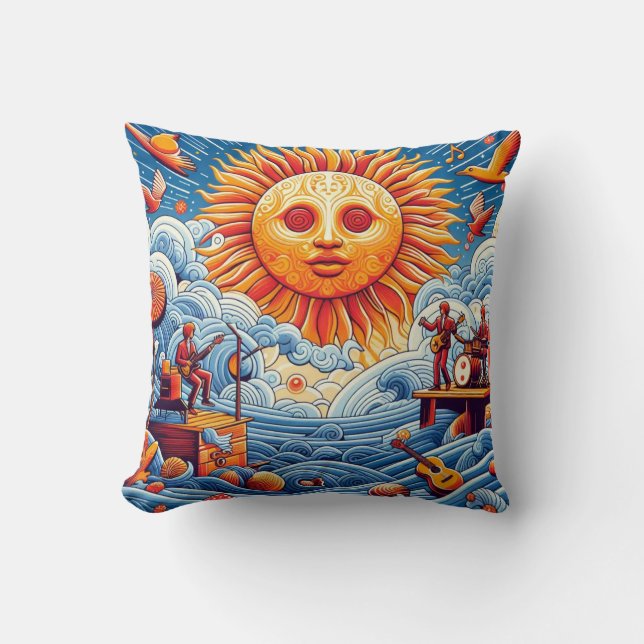 Sol-Kisse Oceanen Sylt: Vibrant Music Festival Art Kudde (Framsida)