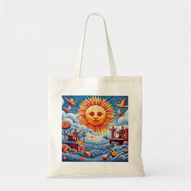 Sol-Kisse Oceanen Sylt: Vibrant Music Festival Art Tygkasse (Framsidan)
