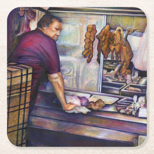 Sol-Kissed Chicken, Singapore Underlägg Papper Kvadrat (Framsidan)