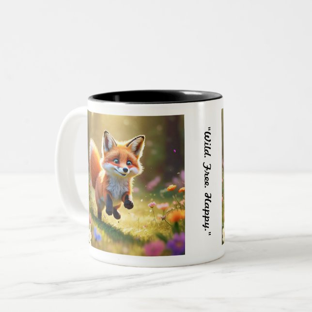 "Sol-Kissed Fox Kit" Två-Tonad Mugg (Framsida vänster)