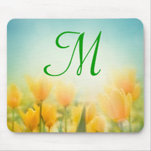 Sol Kissed Gult Tulip Monogram (första muspekaren) Musmatta