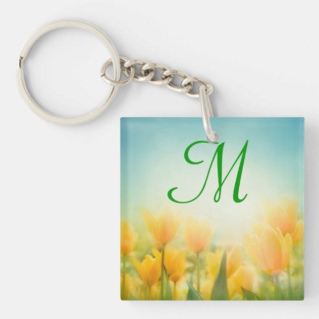 Sol Kissed Gult Tulips Nyckelring (Framsidan)