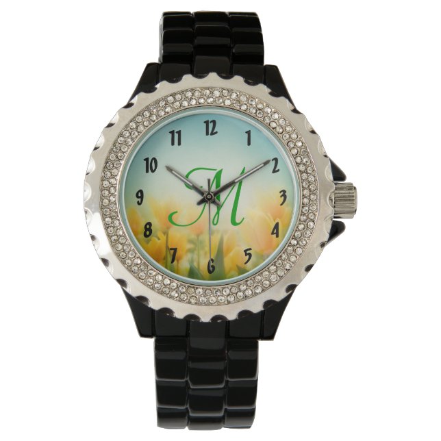 Sol Kissed Gult Tulips Wrist Watch Armbandsur (Framsida)