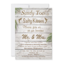 Sol Kissed Sandy Toes Salty Kisses bröllopsinbjuda