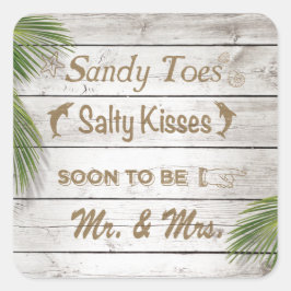 Sol Kissed Sandy Toes Salty Kisses Sticker Fyrkantigt Klistermärke