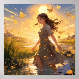 Sol-Kissed Summer Bliss - Brown HLED Girl in a Y Poster