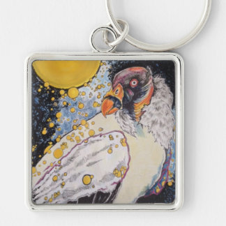 Sol- kung Keychain Fyrkantig Silverfärgad Nyckelring