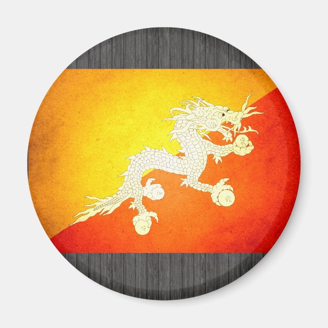 Sol kyssades Bhutan Flagga Magnet (Framsidan)