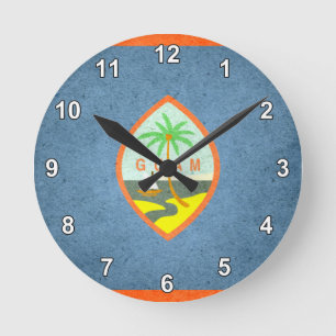 Sol kysst Guam flagga Rund Klocka