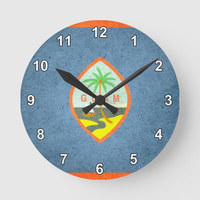 Sol kysst Guam flagga Rund Klocka (Framsida)