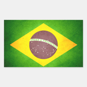 Sol kysste Brasilien Flagga Rektangulärt Klistermärke