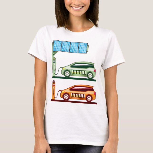 Sol- laddande stationelkraftfordon t shirt (Framsida)