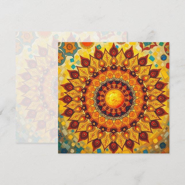 Sol Mandala - gratulationskort (Fram/baksida)