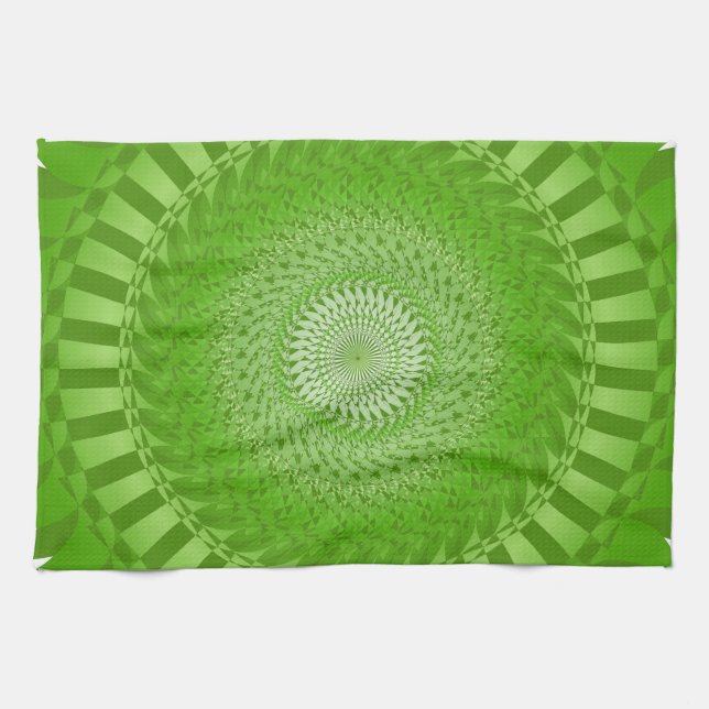 Sol Mandala grön Kökshandduk (Horisontell)