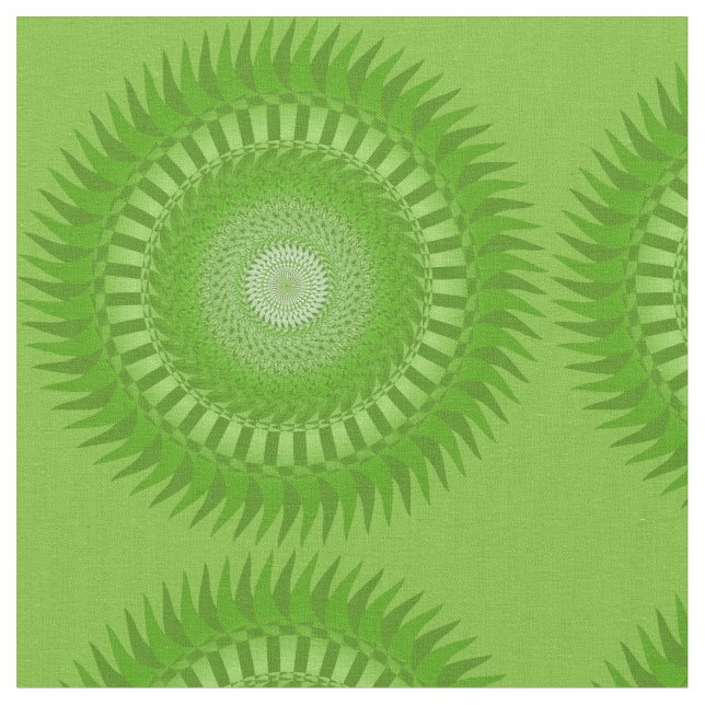 Sol Mandala grön Tyg (Närbild)