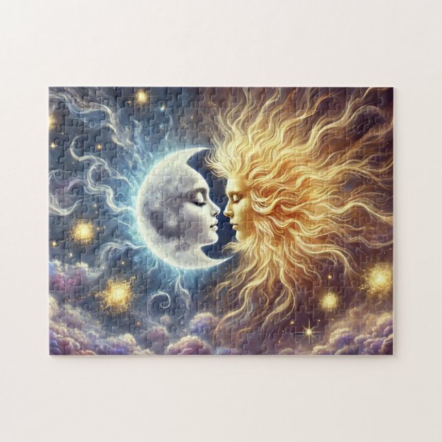 Sol & Måne Älskare Celestial Själsfränder Konst Pussel (Horisontell)