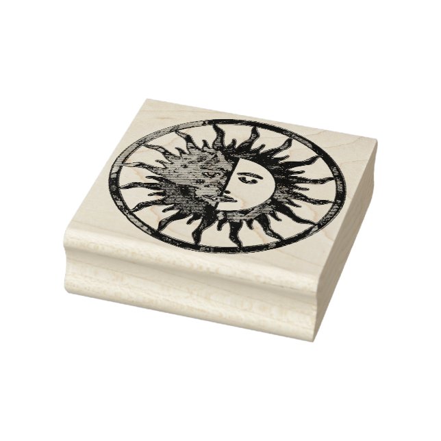 Sol & Måne - blå grönt + rygg. Stämpel (Stämpel)