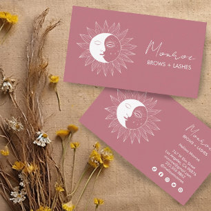 Sol & Måne Boho Line Art Elegant Mauve Social Icon Visitkort