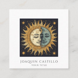 Sol Måne Celestial Affärskort Fyrkantigt Visitkort