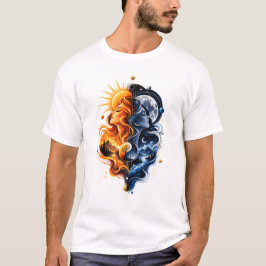 Sol Måne – Celestial Kosmisk Balans Design T Shirt