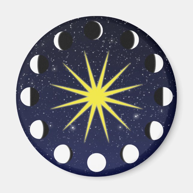 Sol, Måne-faser och stjärnor Magnet (Framsidan)