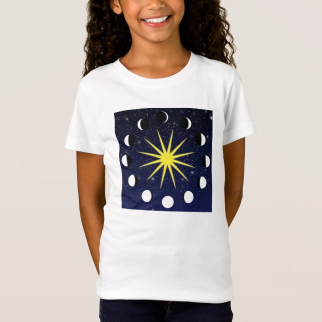 Sol, Måne-faser och stjärnor T-shirt (Framsida)
