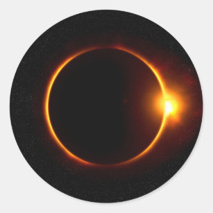 Sol & måne för sol- förmörkelse mörk runt klistermärke