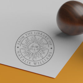 Sol Måne från Bibliotek i Rubber Frimärke Stämpel