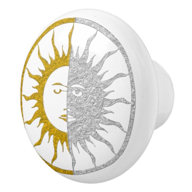 SOL & MÅNE guld silver + din bakgrund Knopp (Höger)