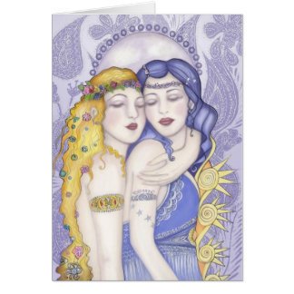 Sol & måne hälsningskort