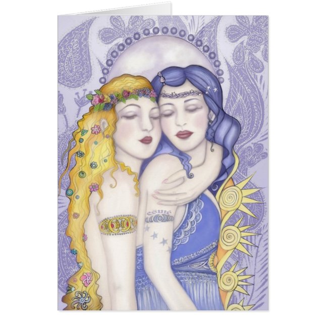 Sol & måne hälsningskort (Framsidan)