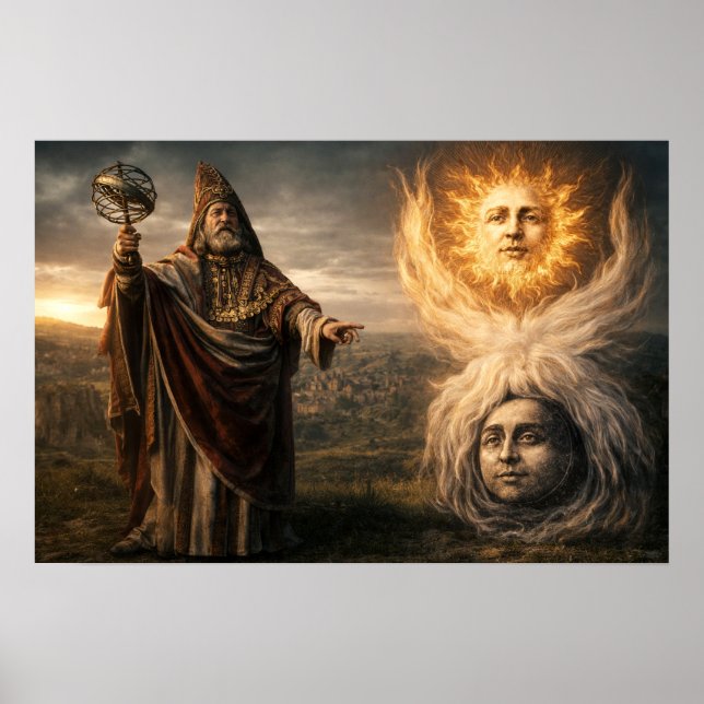 Sol, måne, Hermes Trismegistus astrologi  Poster (Framsidan)