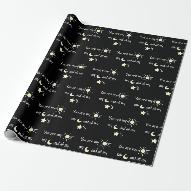 Sol-Måne och-Stars- Presentpapper (Utrullad)