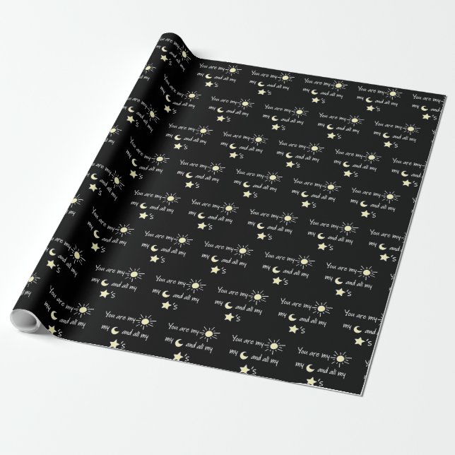 Sol-Måne och-Stars- Presentpapper (Utrullad)