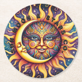 Sol Måne och Stars underlägg Papper Rund