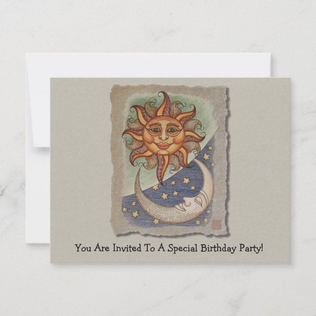 Sol Måne och stjärnor Inbjudningar (Framsida)