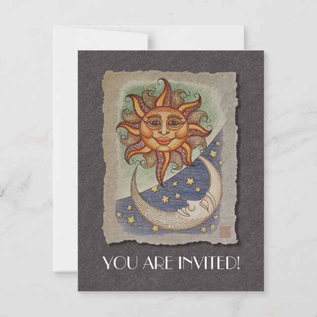 Sol Måne och stjärnor Inbjudningar (Framsida)