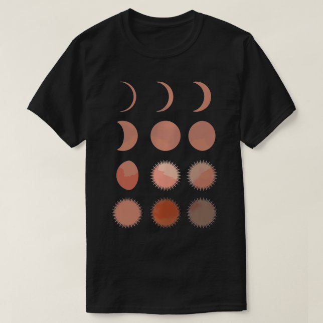 Sol Måne Phases Abstrakt Bohemian Pullover T Shirt (Design framsida)
