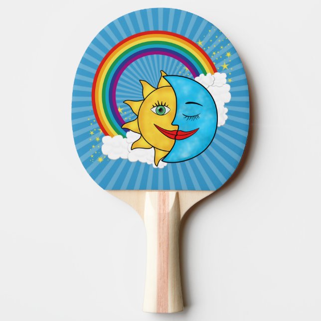 Sol Måne Regnbåge Himmelsk tema Pingisracket (Baksidan)